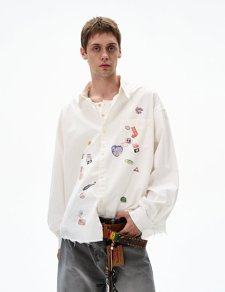MADWITCH RAW-EDGE LONG SLEEVE SHIRT #BR92