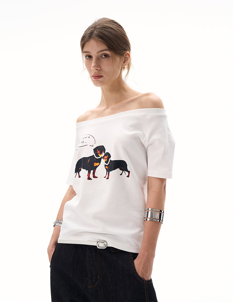 MADWITCH SLIM ASYMMETRIC PRINT TEE #G1420
