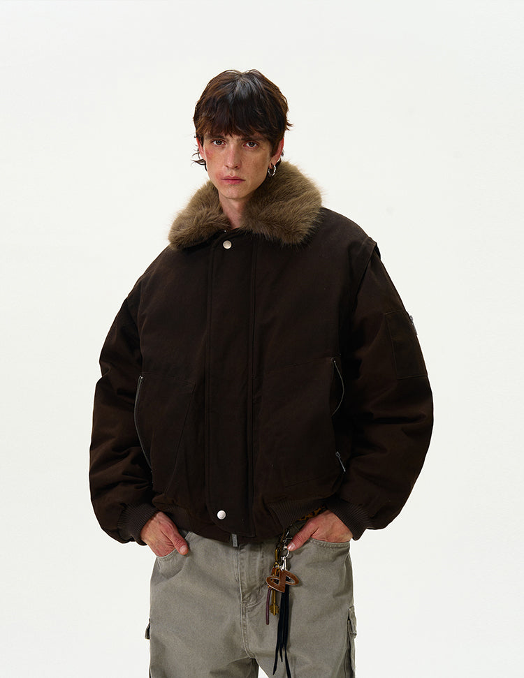 MADWITCH FAUX FUR COLLAR DOWN JACKET #Y07