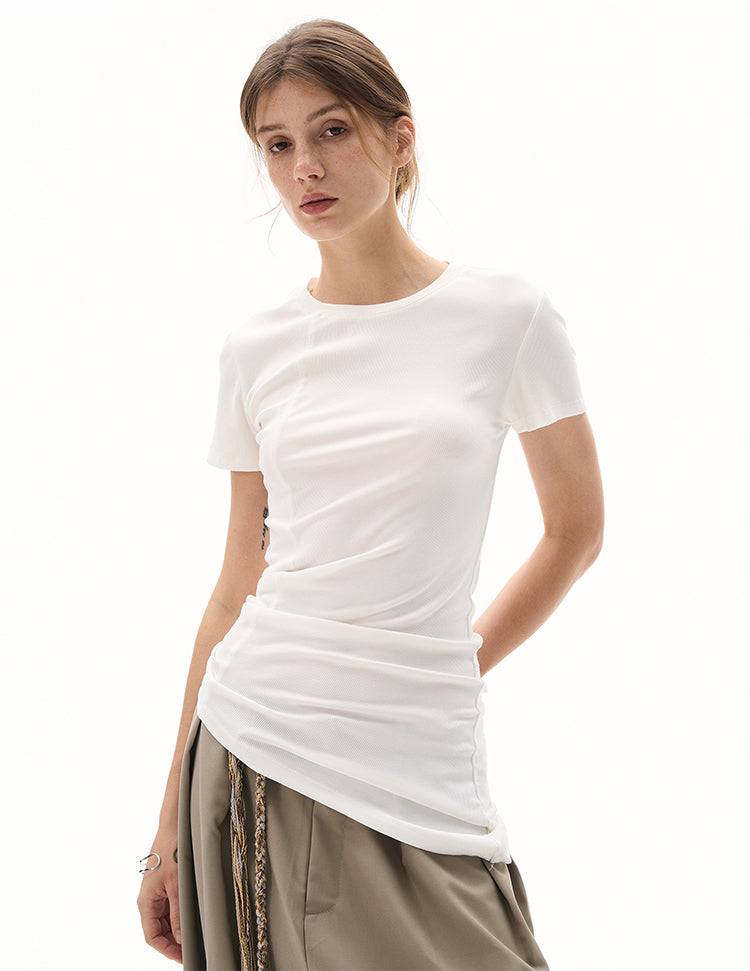 MADWITCH IRREGULAR HEM RETRO TEE #TC76N