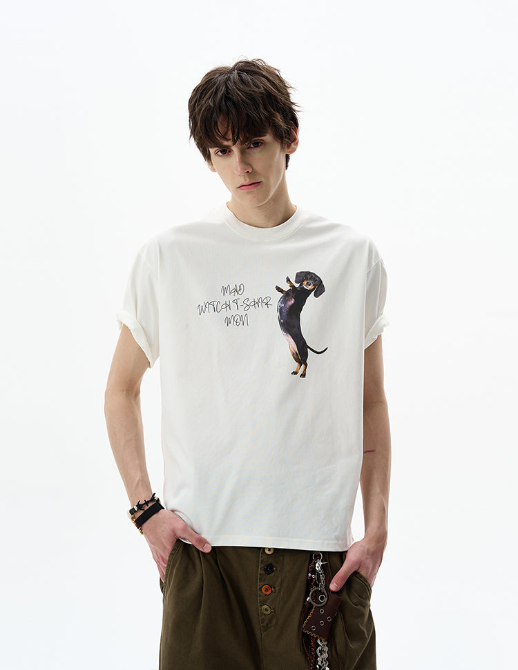 MADWITCH PUPPY PRINT T-SHIRT #MD4196