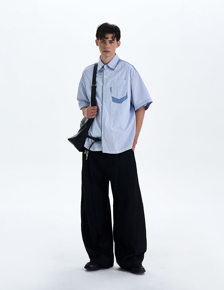 MADWITCH PATCHWORK SHORT SLEEVE SHIRT #AB1051