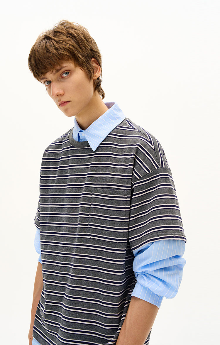 MADWITCH UNISEX FAKE TWO-PIECE LONG SLEEVE TOP #T009