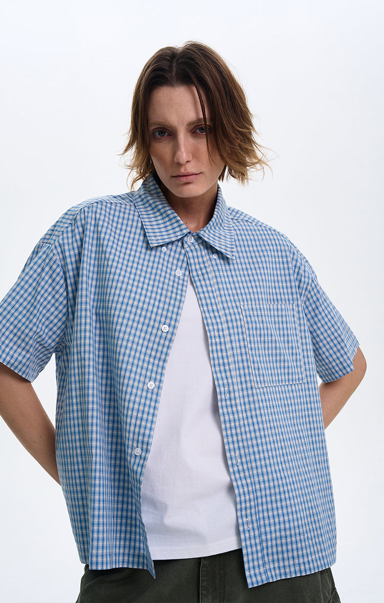 MADWITCH AMERICAN-STYLE PLAID SHORT-SLEEVE SHIRT #CR211