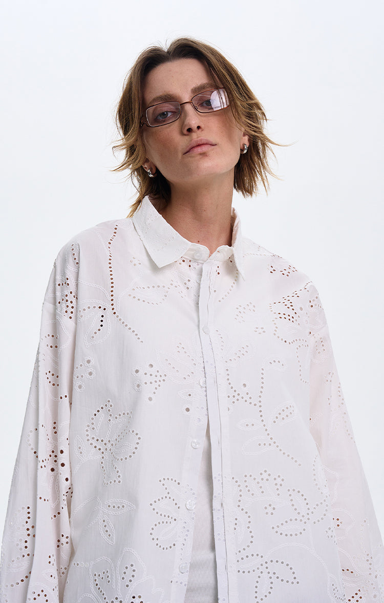 MADWITCH LOOSE WHITE LONG-SLEEVE SHIRT #31111