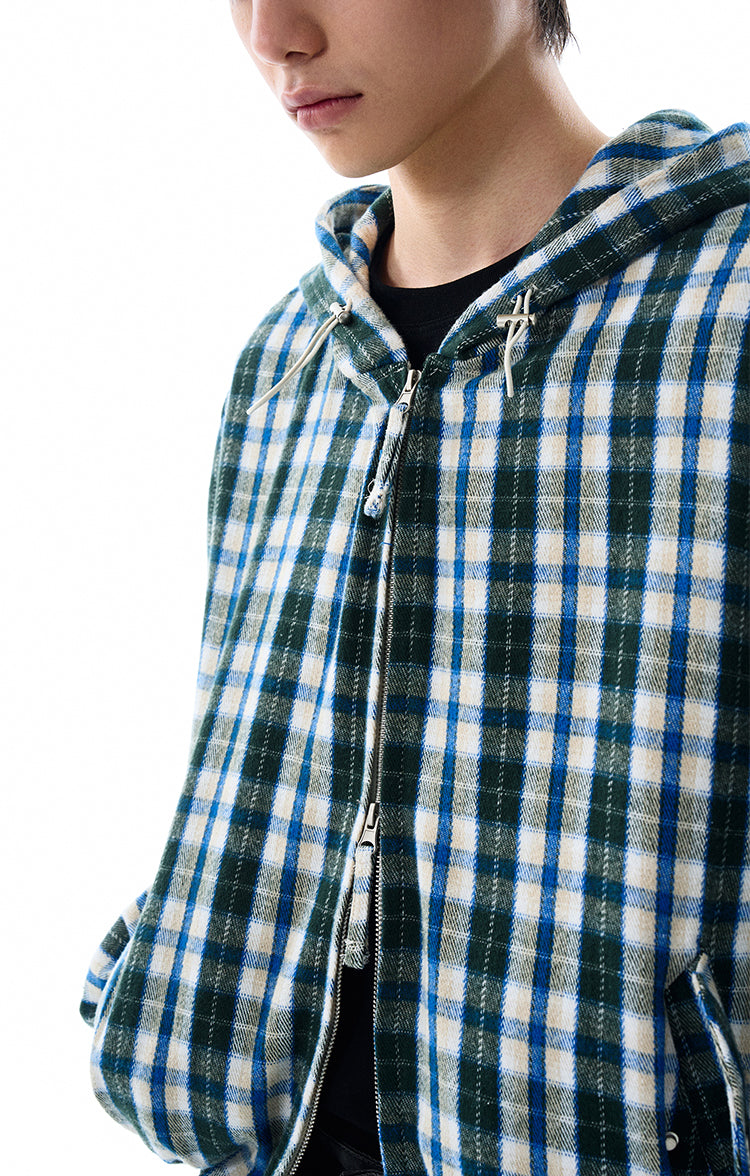 MADWITCH INS STYLE PLAID HOODED JACKET #RW148