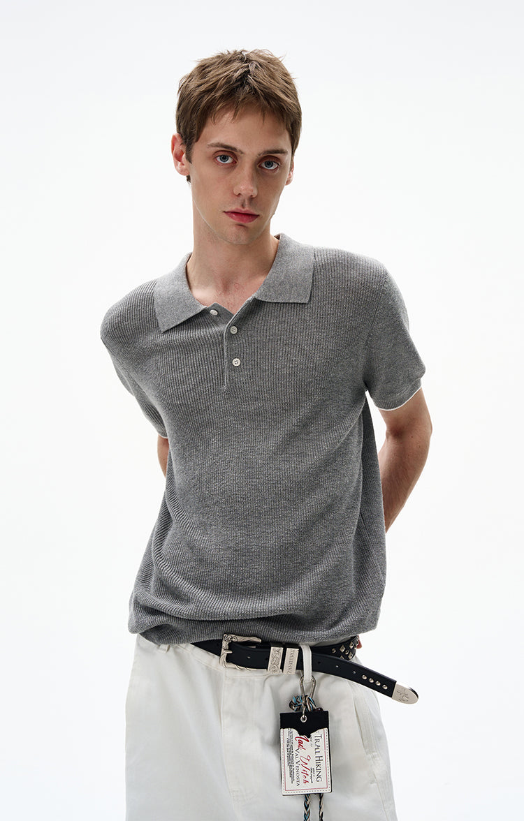 MADWITCH CLASSIC POLO KNIT TOP #250139