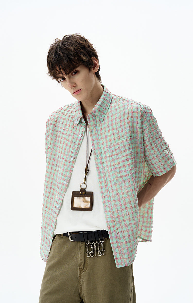 MADWITCH SEERSUCKER CHECK SHIRT #CR238