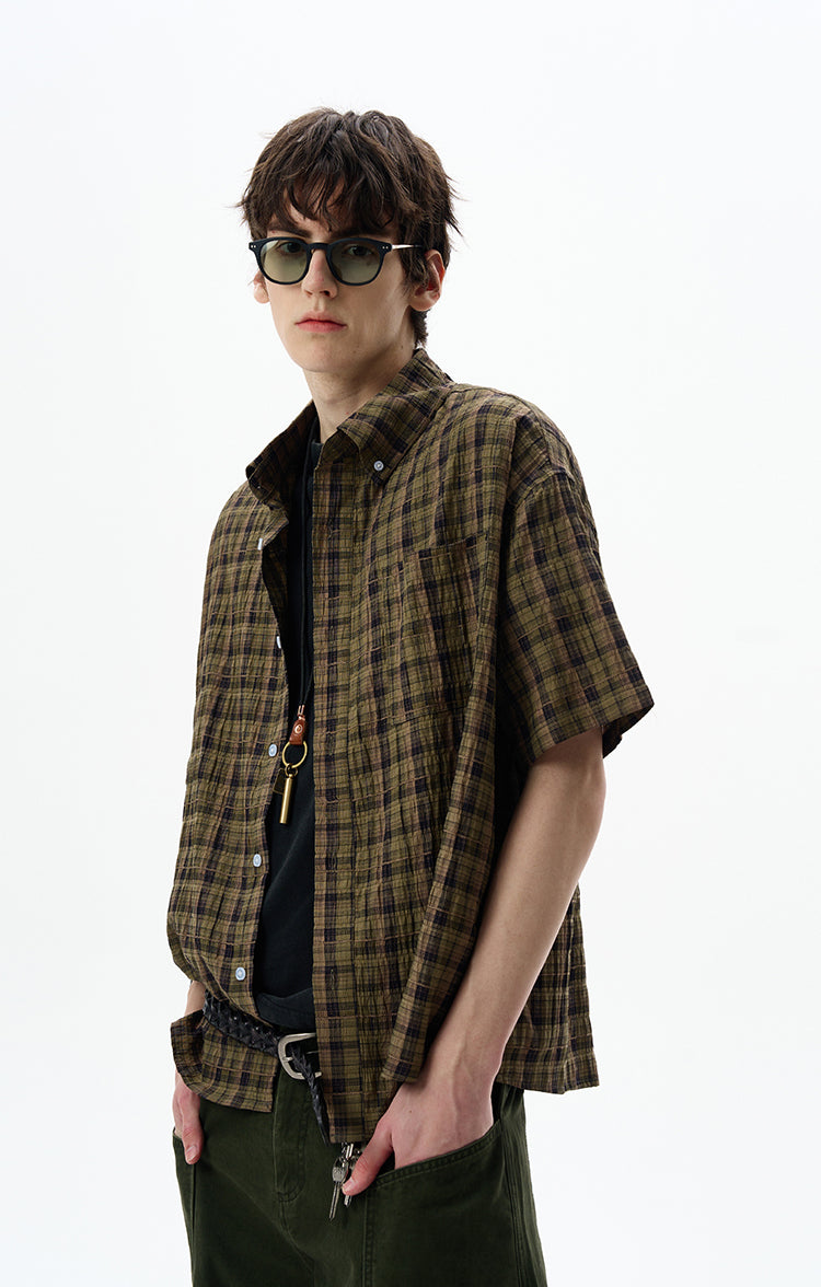 MADWITCH SEERSUCKER SHORT SLEEVE SHIRT #CR252
