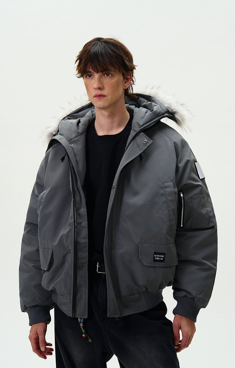 MADWITCH FUR-COLLAR PARKA COTTON COAT #HY8529