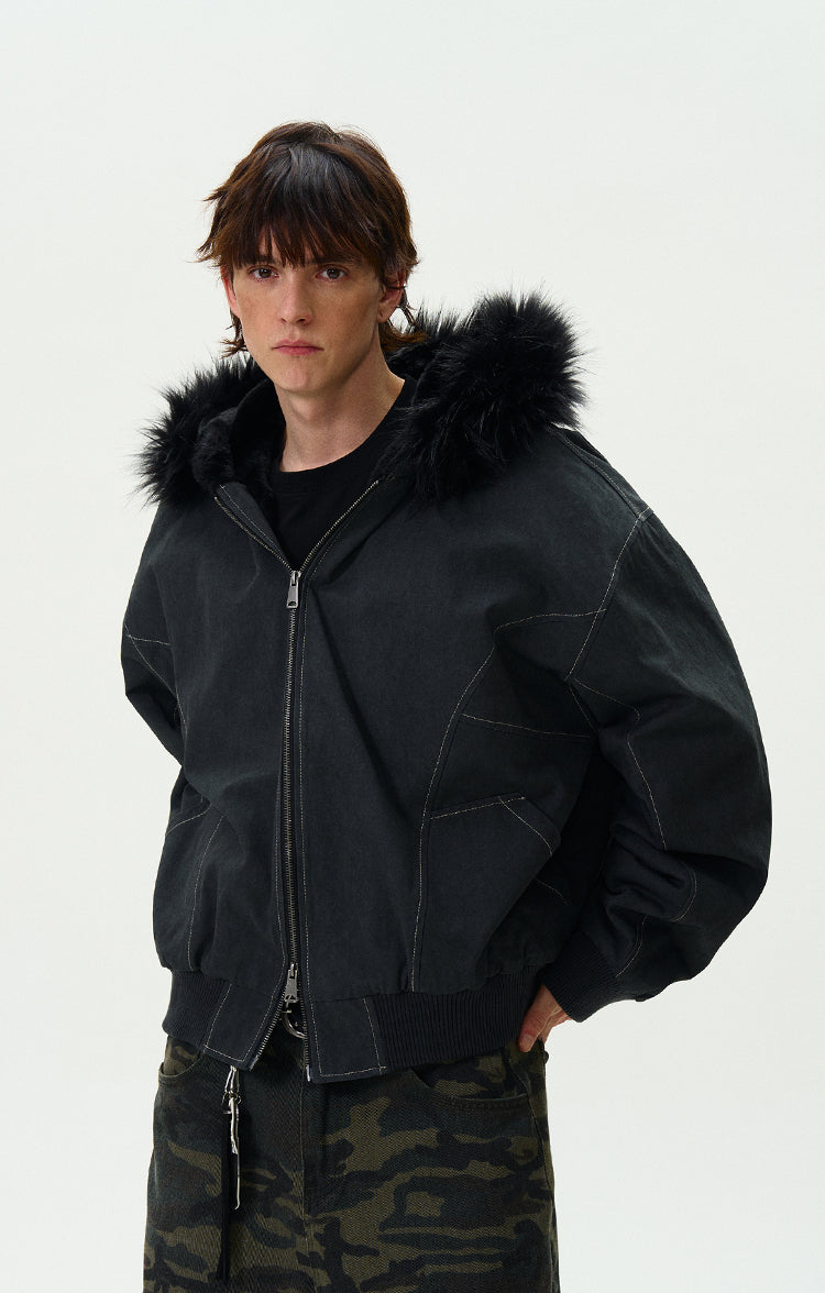 MADWITCH LOOSE FITTED FLEECE LINED JACKET #0191
