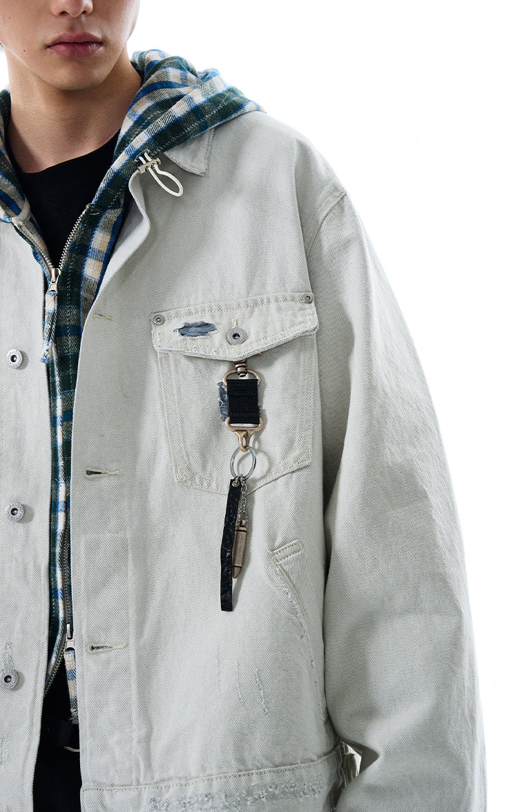 MADWITCH DISTRESSED WASHED DENIM JACKET #C177C25