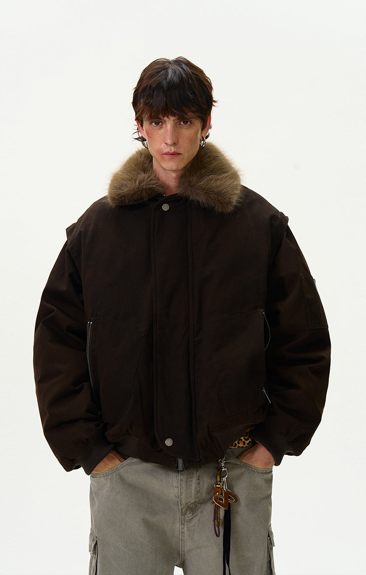 MADWITCH FAUX FUR COLLAR DOWN JACKET #Y07