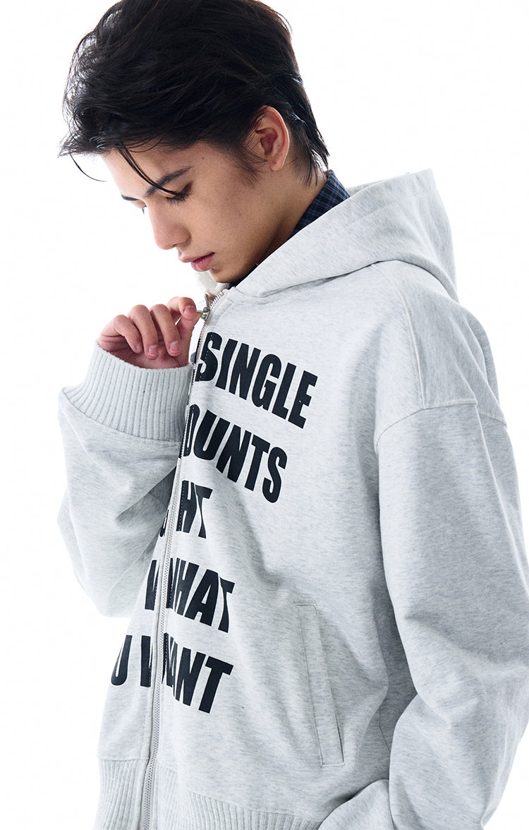 MADWITCH LETTER PRINT HOODED COAT #RH170