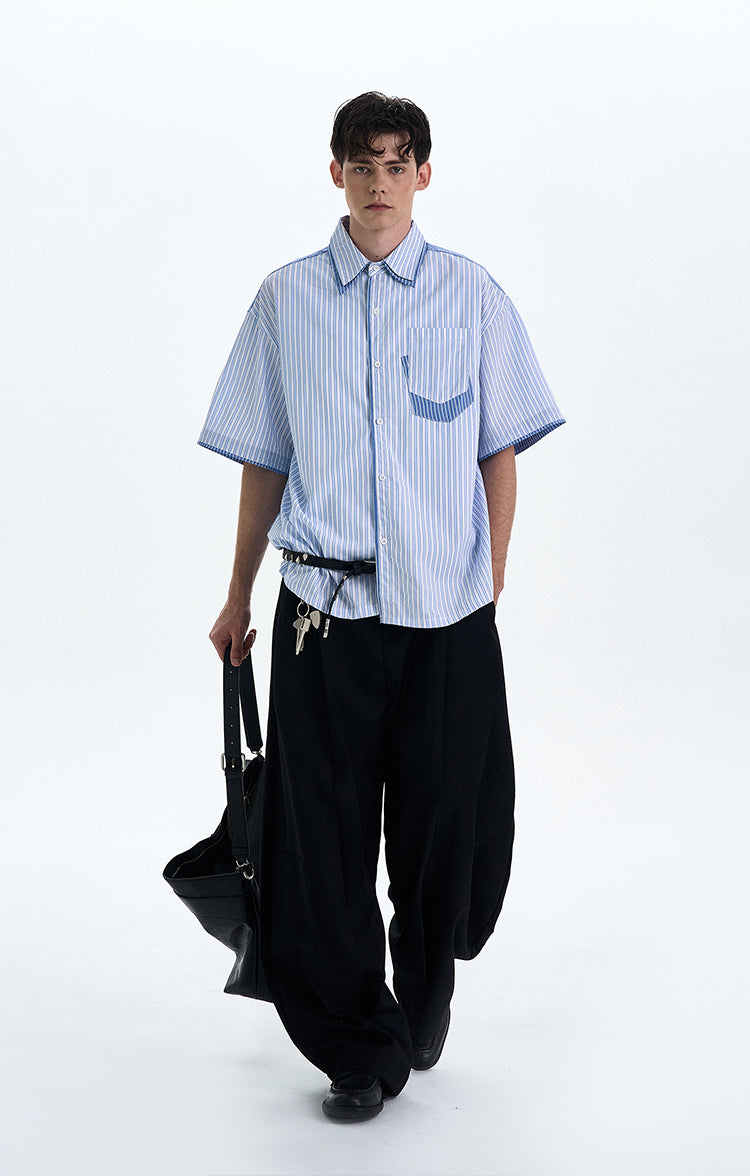 MADWITCH PATCHWORK SHORT SLEEVE SHIRT #AB1051