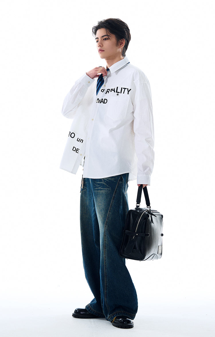MADWITCH PRINTED WHITE SHIRT #MD4138