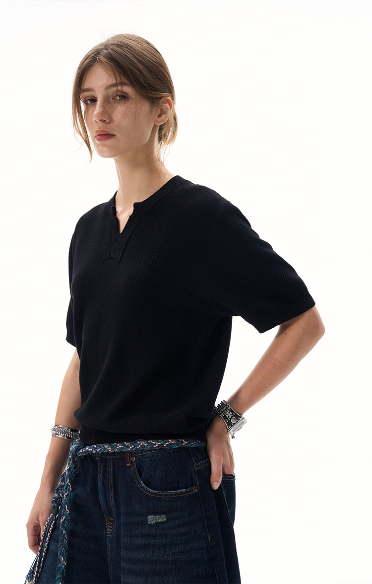 MADWITCH CLEAN FIT KNIT T-SHIRT #M6113