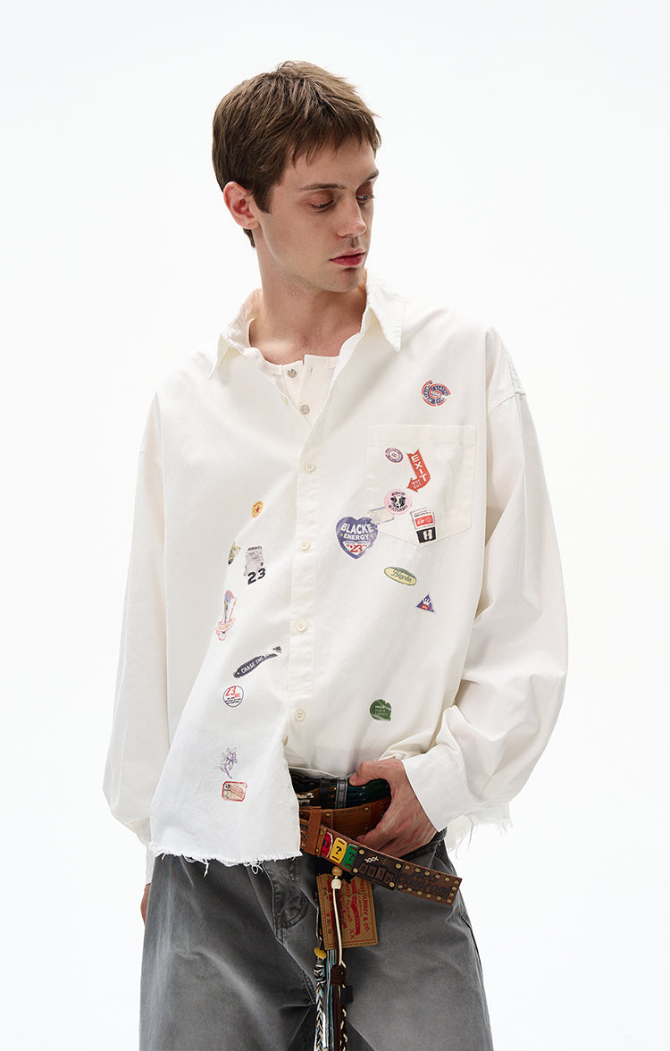 MADWITCH RAW-EDGE LONG SLEEVE SHIRT #BR92