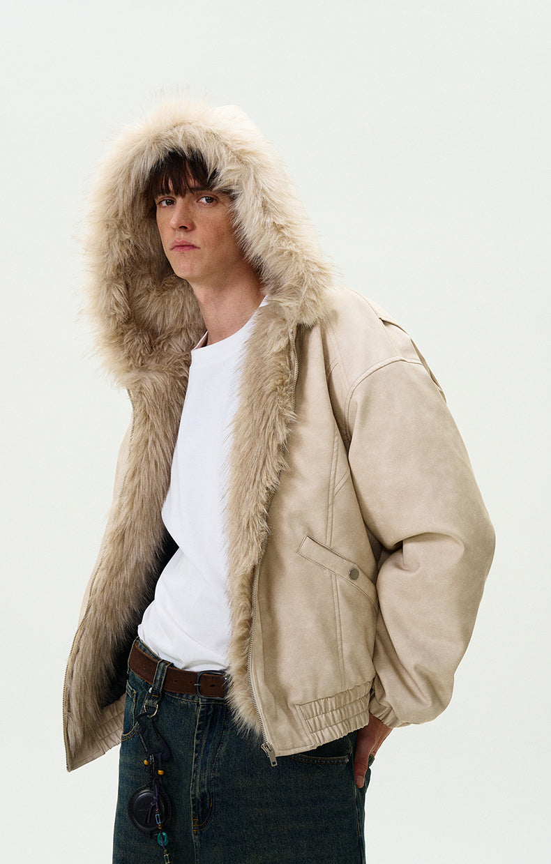MADWITCH FAUX LEATHER UTILITY PUFFER COAT #L313Q24