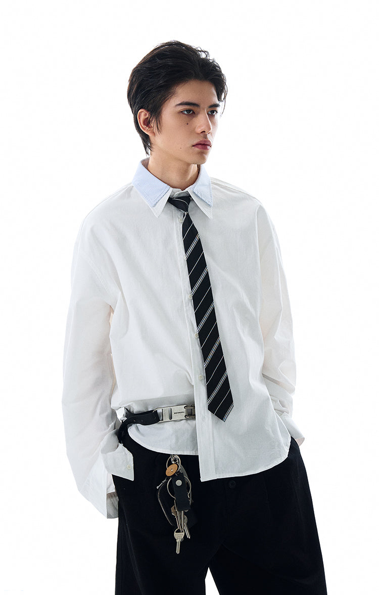 MADWITCH DOUBLE COLLAR PATCHWORK SHIRT #RC140