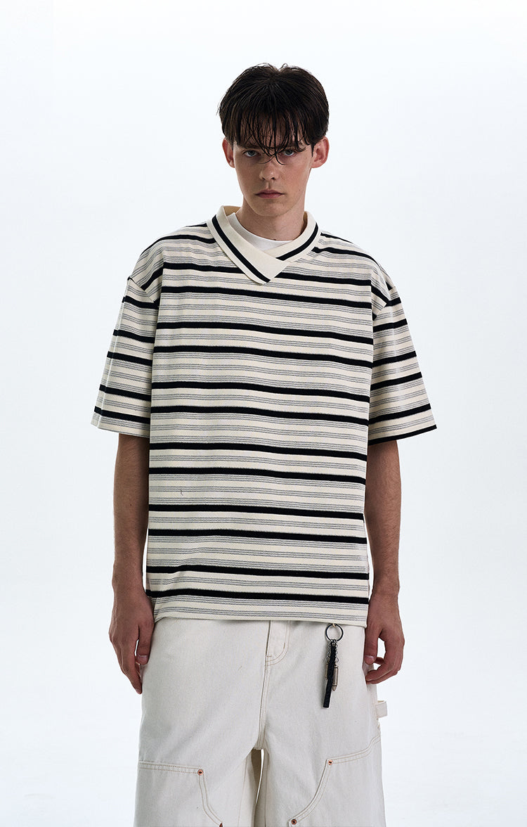 MADWITCH CONTRAST STRIPED T-SHIRT #G1525