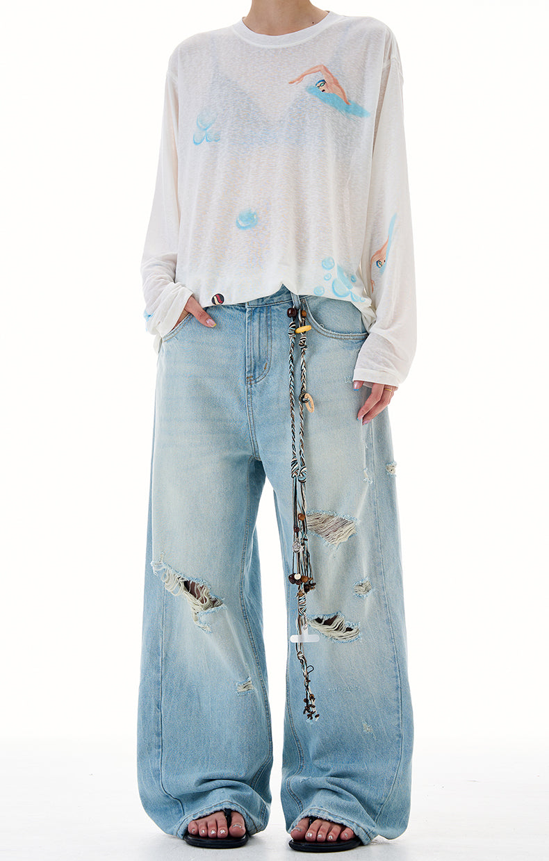 MADWITCH DISTRESSED WASH DENIM PANTS #K9667