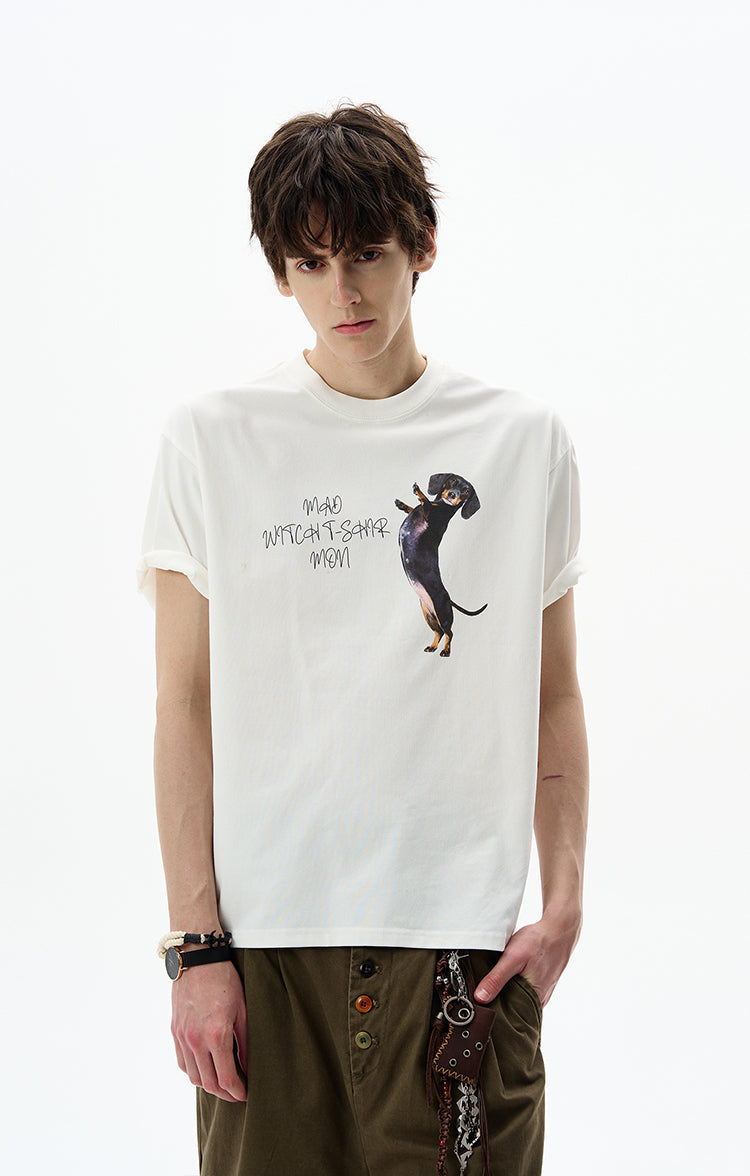 MADWITCH PUPPY PRINT T-SHIRT #MD4196