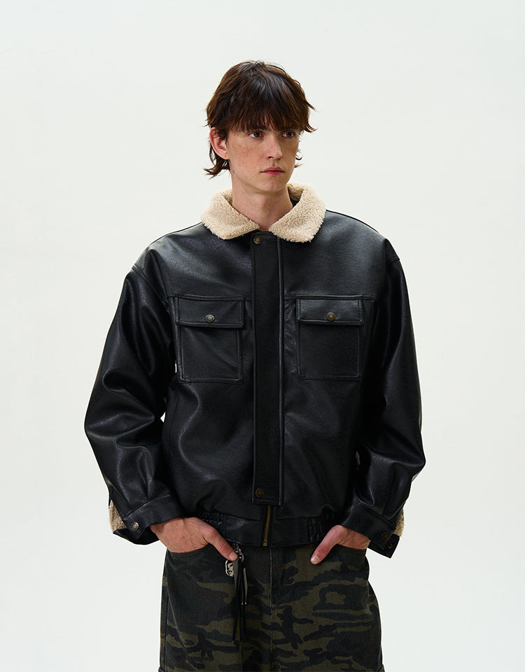 MADWITCH THICKENED PU LEATHER JACKET #G1060