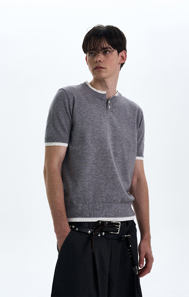 MADWITCH COLORBLOCK KNIT SHORT SLEEVE SHIRT #LX3027
