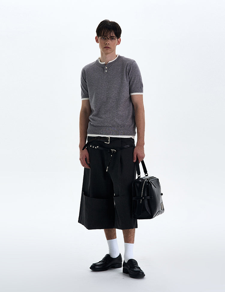 MADWITCH COLORBLOCK KNIT SHORT SLEEVE SHIRT #LX3027