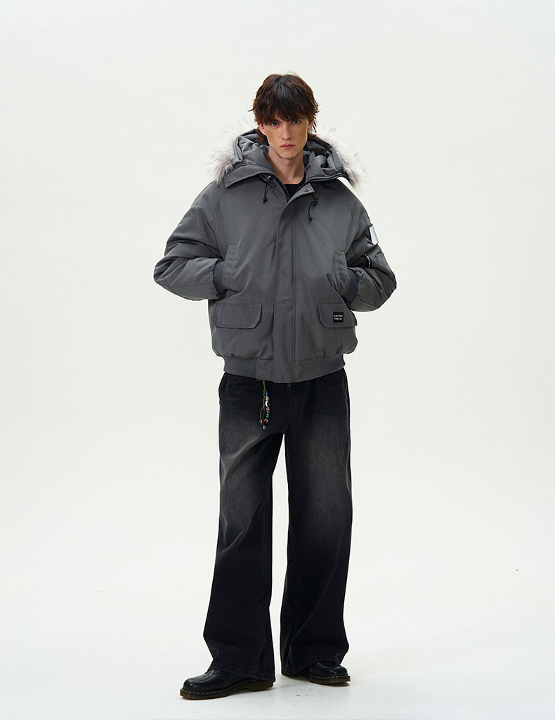 MADWITCH FUR-COLLAR PARKA COTTON COAT #HY8529