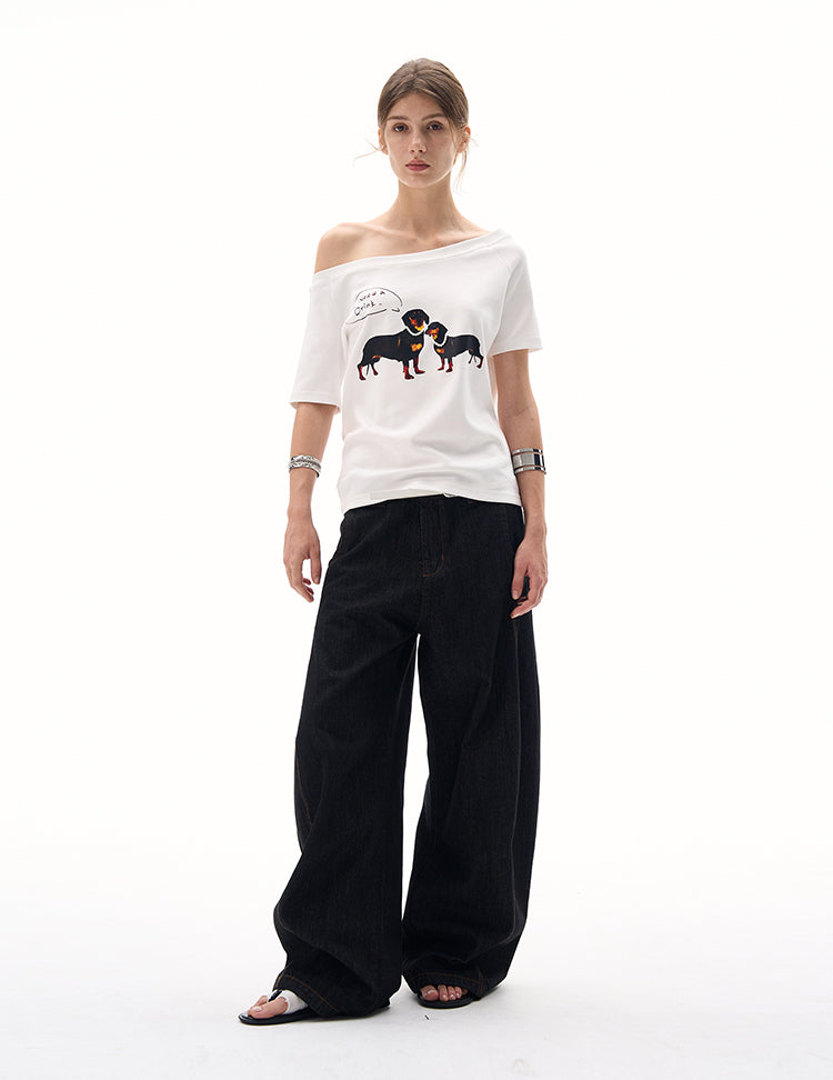 MADWITCH SLIM ASYMMETRIC PRINT TEE #G1420