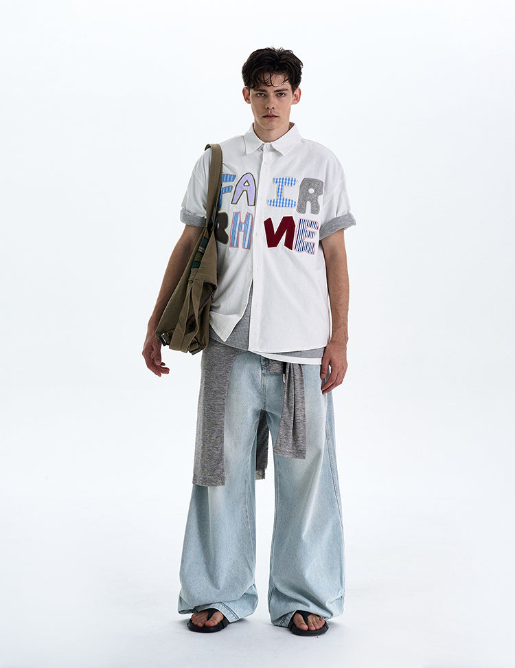 MADWITCH EMBROIDERED SHORT SLEEVED SHIRT #L653