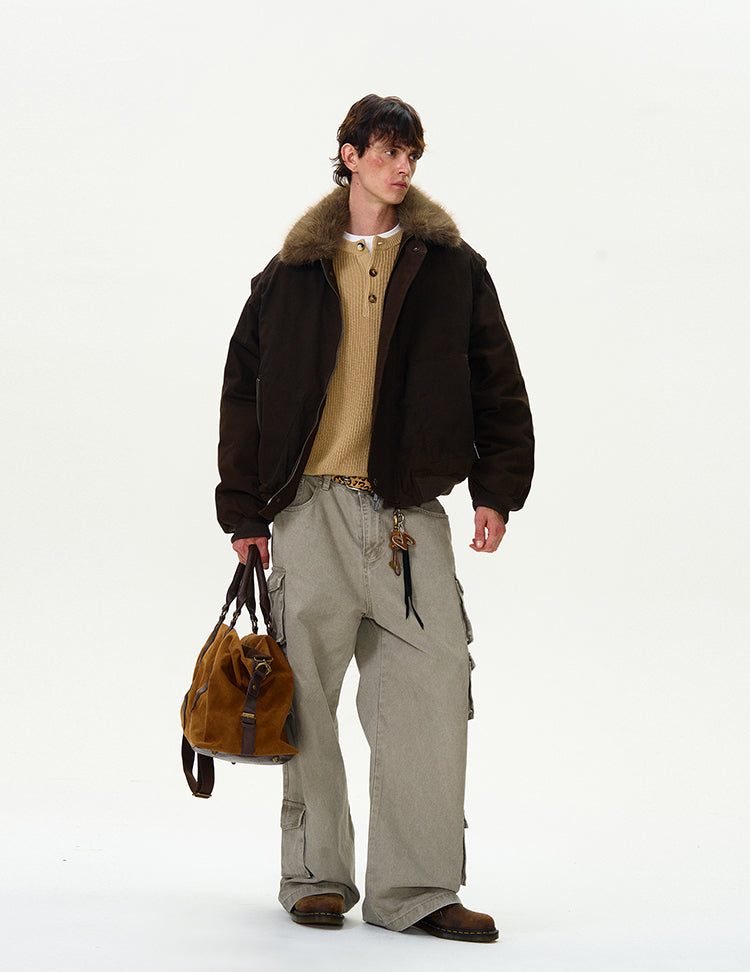 MADWITCH FAUX FUR COLLAR DOWN JACKET #Y07