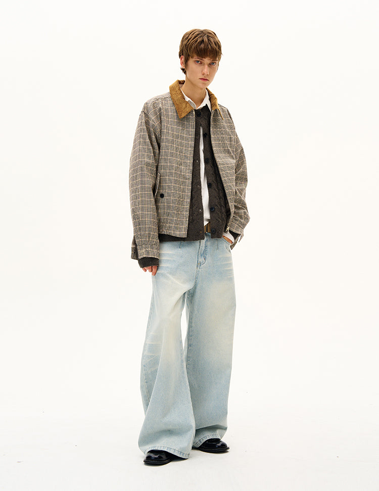 MADWITCH UNISEX CONTRAST COLLAR PATCHWORK JACKET #G1412