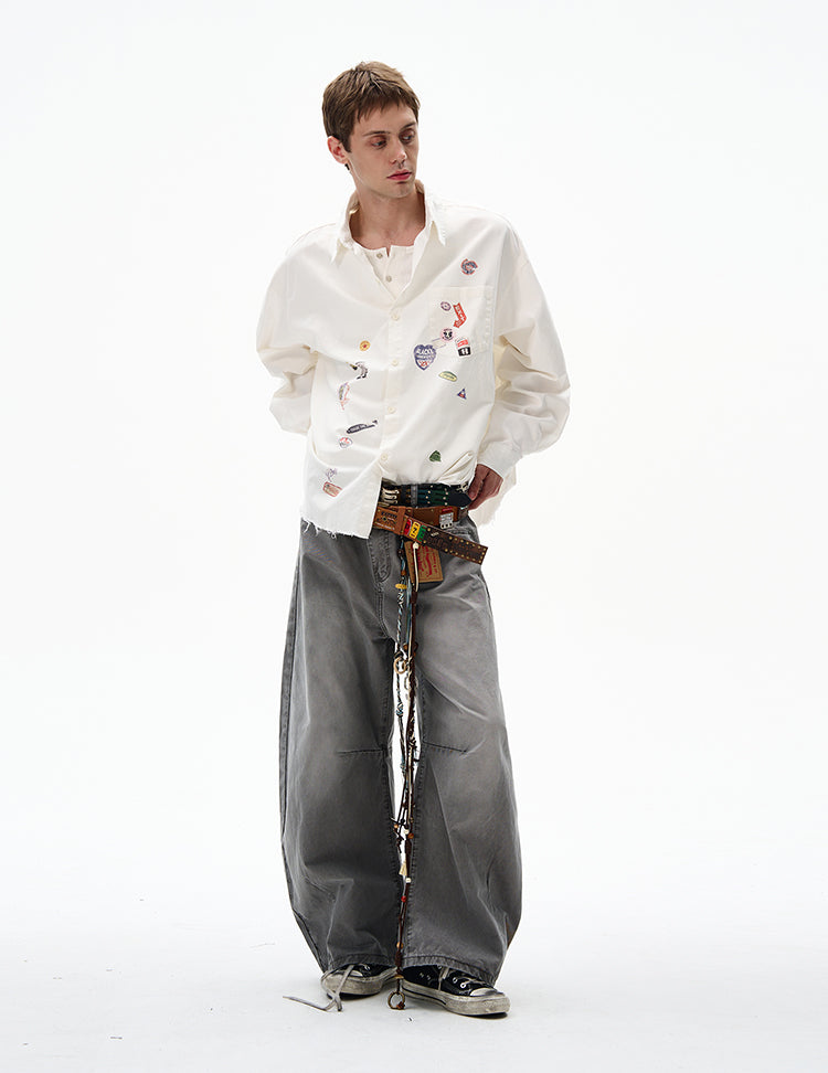 MADWITCH RAW-EDGE LONG SLEEVE SHIRT #BR92