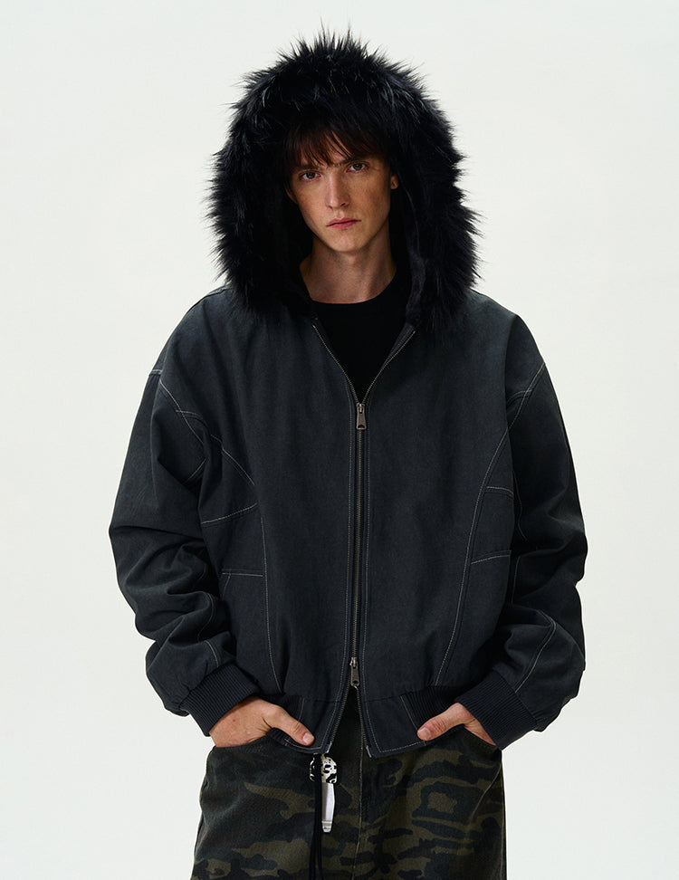 MADWITCH LOOSE FITTED FLEECE LINED JACKET #0191