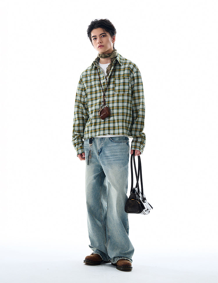 MADWITCH VINTAGE PLAID LONG SHIRT #RC157