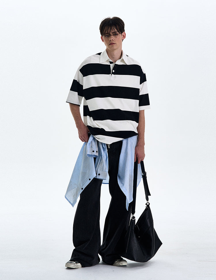 MADWITCH STRIPED LOOSE-FIT T-SHIRT #MD4178