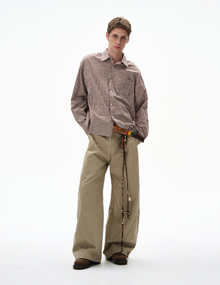 MADWITCH UNISEX VINTAGE PLAID LONG SHIRT #CR6215