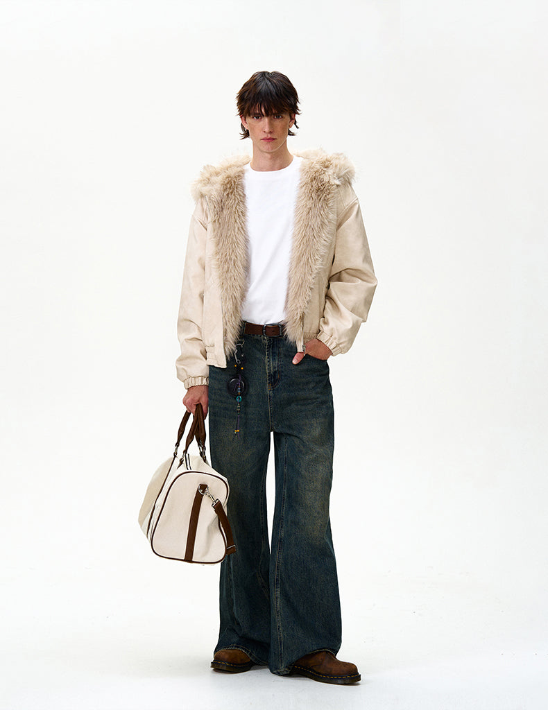 MADWITCH FAUX LEATHER UTILITY PUFFER COAT #L313Q24