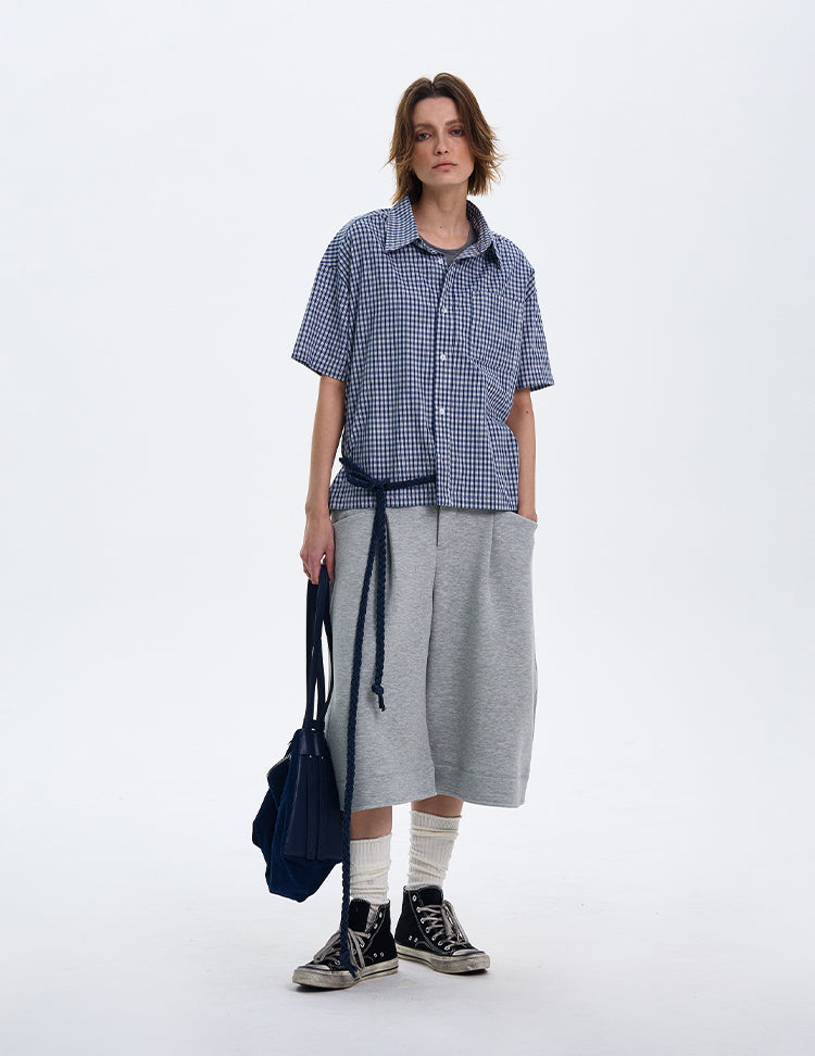 MADWITCH SPRING SUMMER PLAID SHORT-SLEEVE SHIRT #CR212