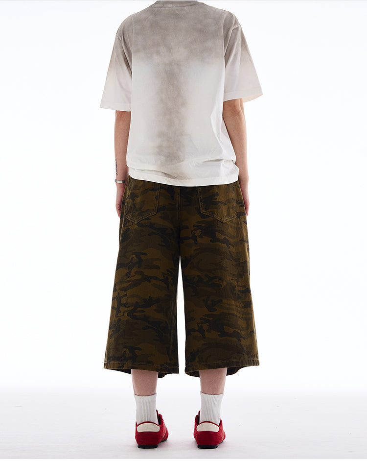 MADWITCH RIPPED CAMO CROPPED PANTS #A590