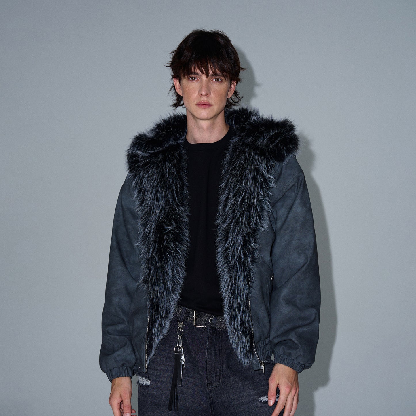 MADWITCH FAUX LEATHER UTILITY PUFFER COAT #L313Q24