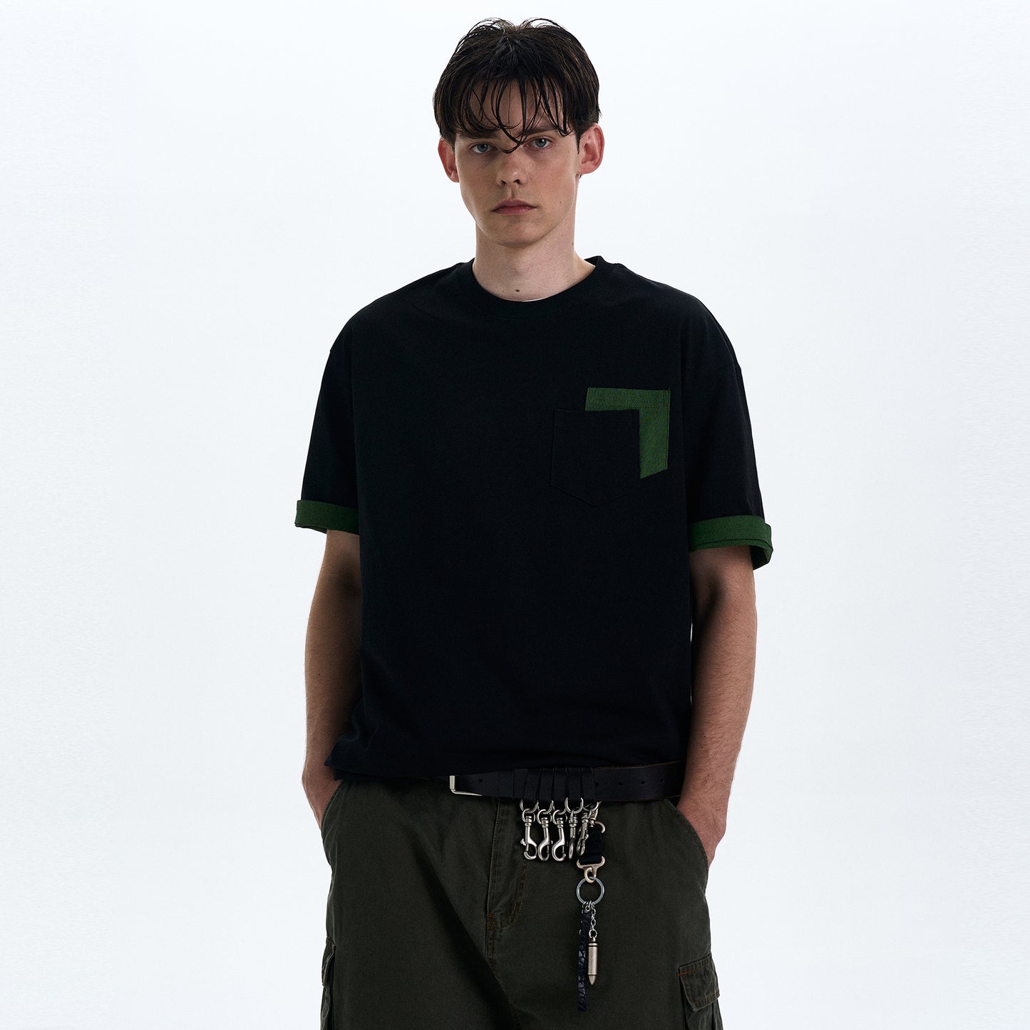 MADWITCH CONTRAST COLOR CREWNECK TEE #C205C25
