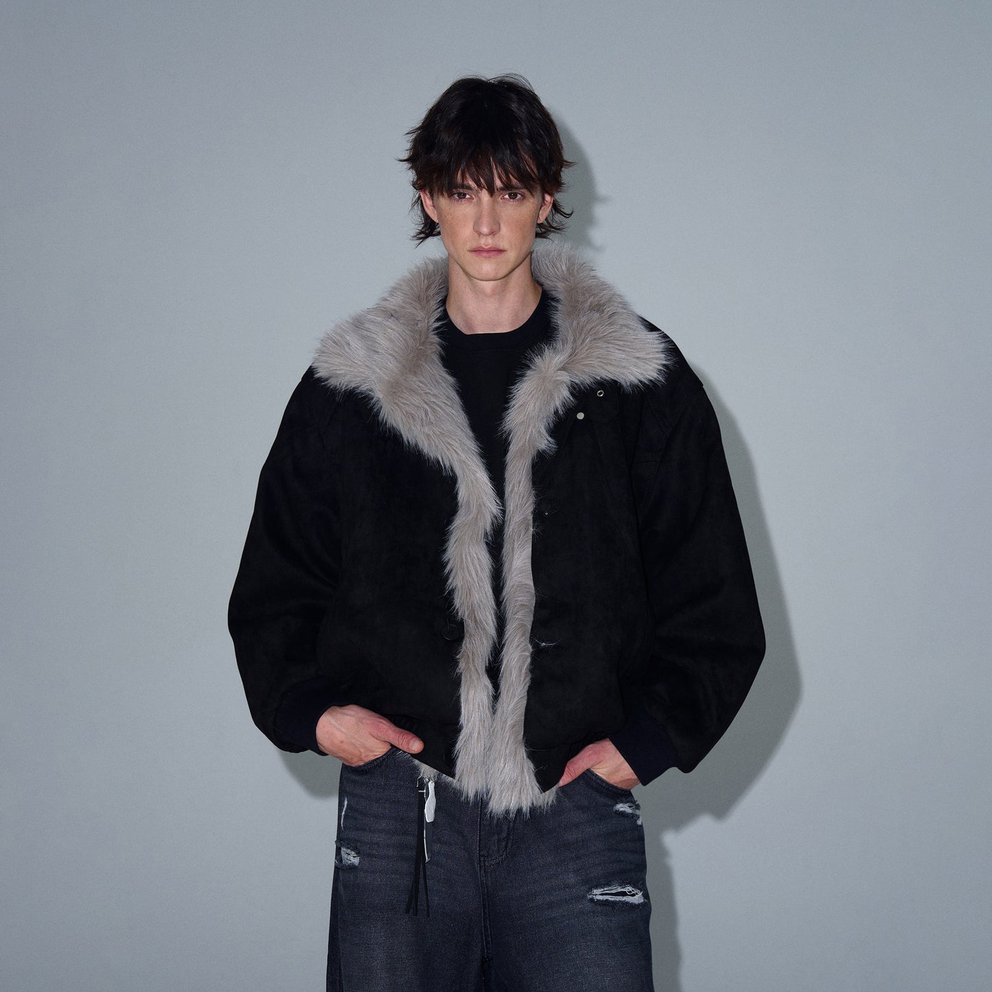 MADWITCH LOOSE FIT FUR-COLLAR JACKET #990213
