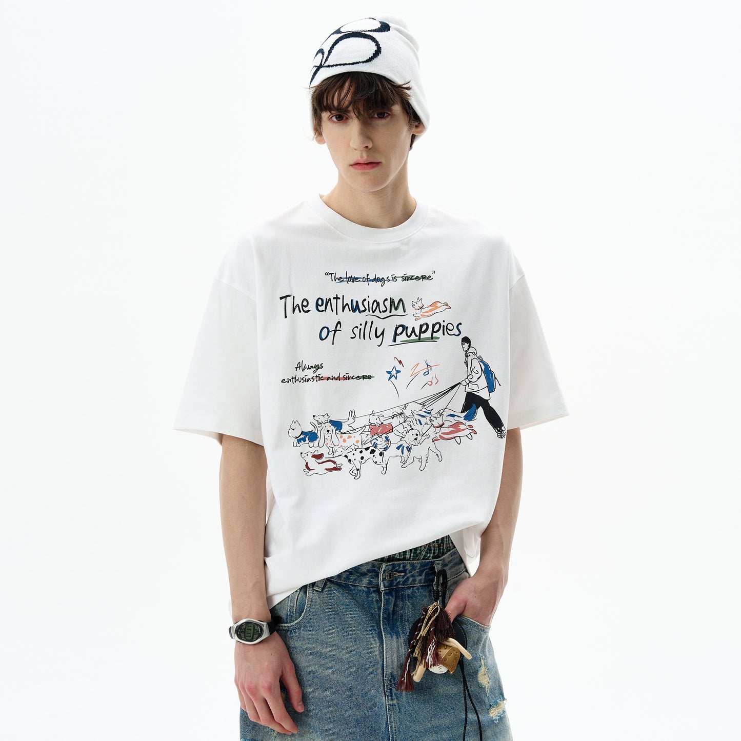 MADWITCH FUN PRINT CREWNECK TEE #880320