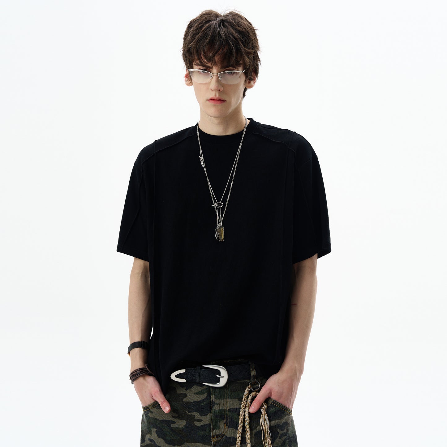 MADWITCH PANELED CREW NECK TEE #UTU009