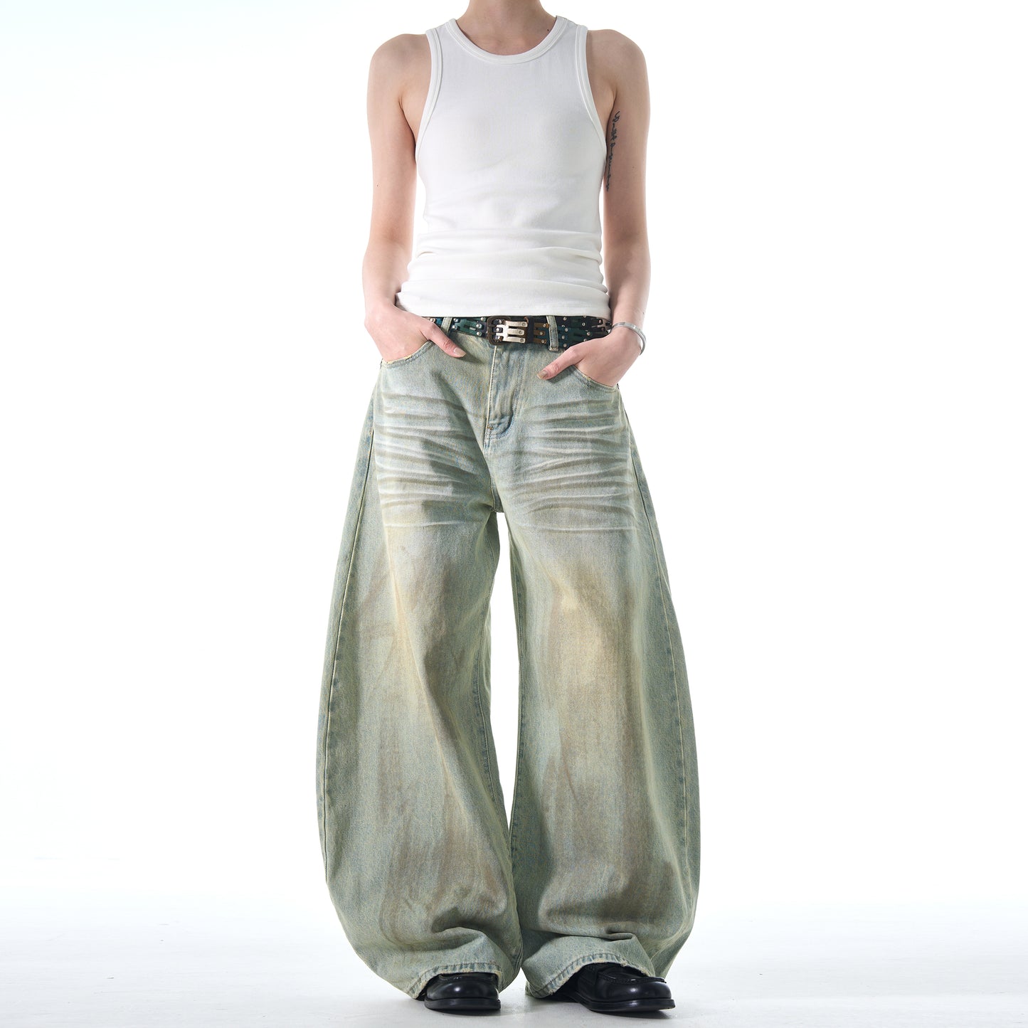 MADWITCH POST-APOCALYPTIC STYLE WIDE-LEG JEANS #FX065