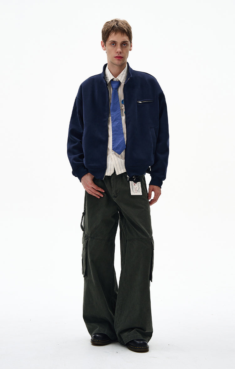 MADWITCH UNISEX MINIMALIST STAND COLLAR JACKET #AB1080